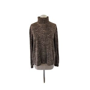 Leopard Print Turtleneck Sweater - Brown & Black